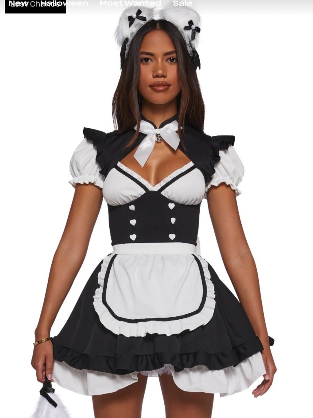 Dolls Kill - Cat Maid Halloween Costume Set Size S Black & White